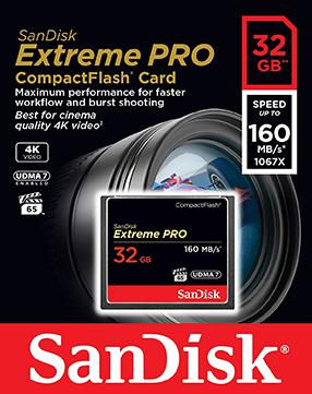 Sandisk cartao EXTREME PRO CF 32GB 160MB seg