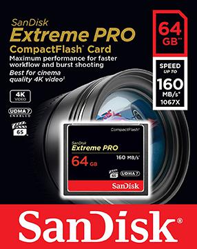 Sandisk cartao EXTREME PRO CF 64GB 160MB seg