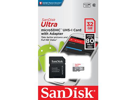 Sandisk cartao Ultra Android MicroSDHC 32GB 80MB seg