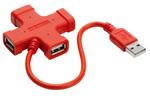 Elecom USB HUB 4 PORTAS X-SHAPE vermelho