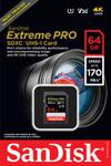 Sandisk cartao Extreme Pro SDXC 64GB 170MB seg V30