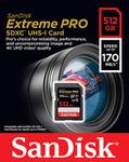 Sandisk cartao Extreme Pro SDXC 512GB 170MB seg V30 UHS-I