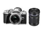 Olympus E-M10 III Prata Pancake zoom DZK EZ 14-42 mm Prata + 40-150 mm Preta